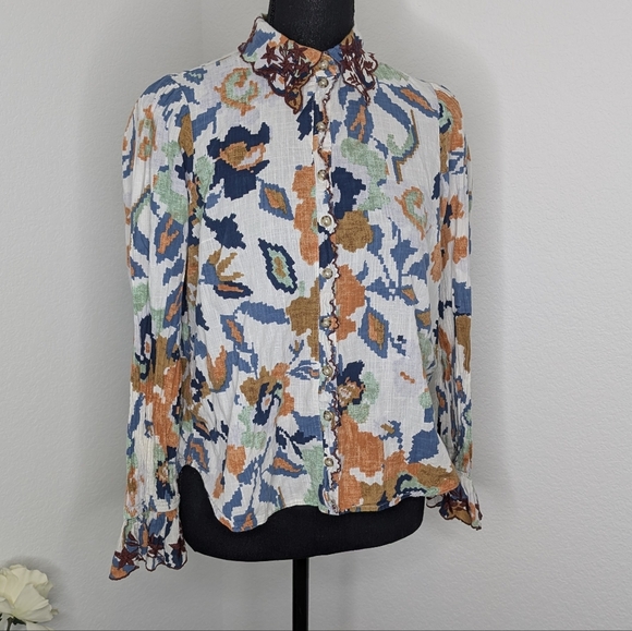 💘 Anthropologie Embroidered  buttondown shirt - Picture 4 of 8
